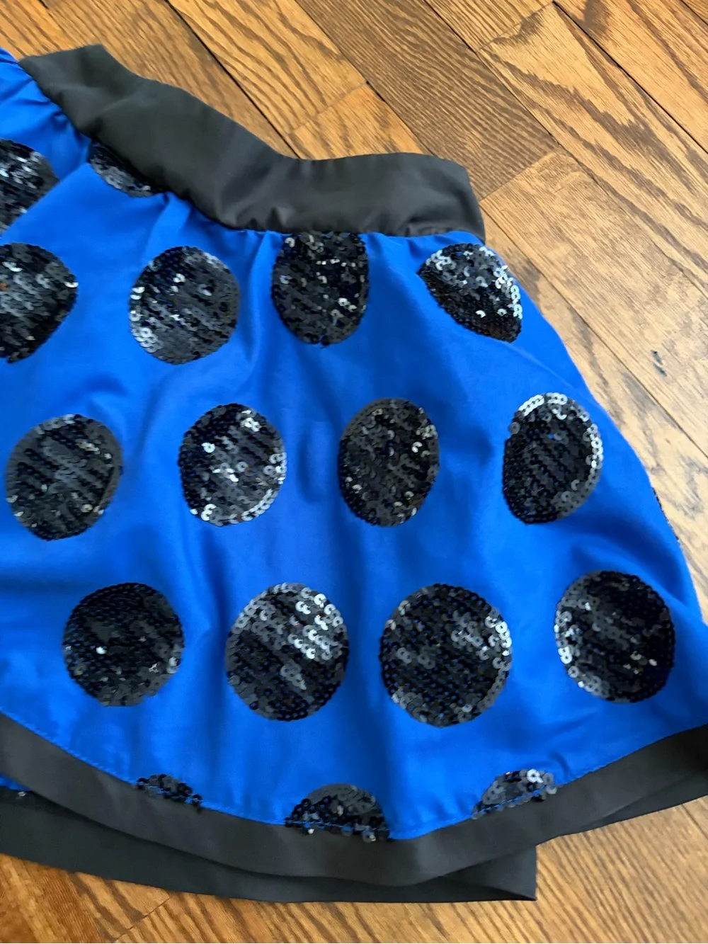 Justice Girl's Size 12 Blue Black Sequin Polka Dot Skirt